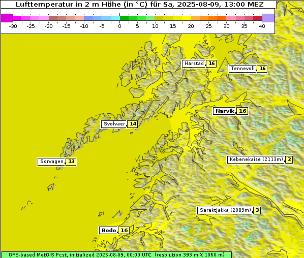 Temperatur, 9. 8. 2025