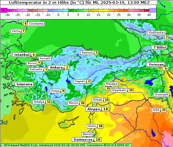 Temperatur, 19. 3. 2025