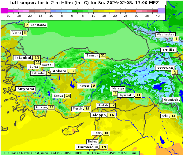 Temperatur, 8. 2. 2026