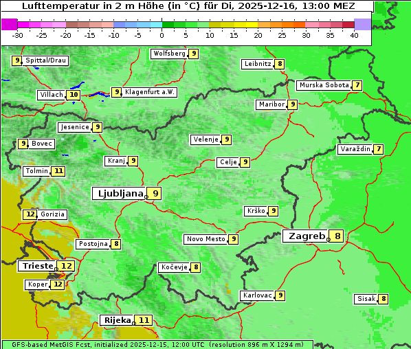 Temperatur, 16. 12. 2025