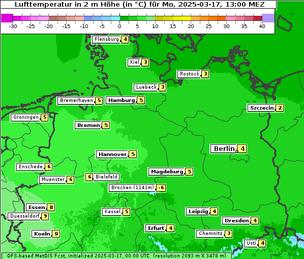 Temperatur, 17. 3. 2025