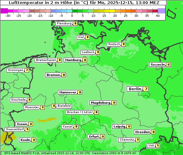 Temperatur, 15. 12. 2025