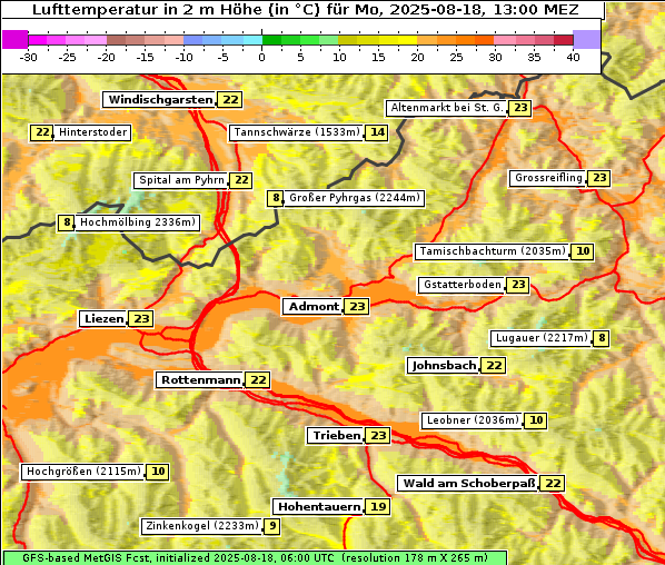 Temperatur, 18. 8. 2025