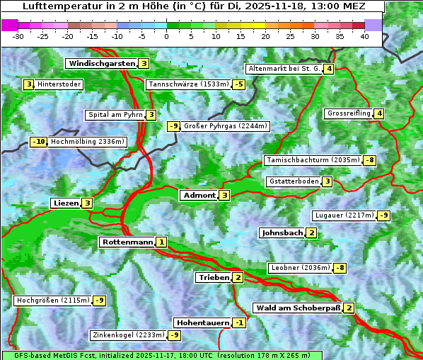 Temperatur, 18. 11. 2025