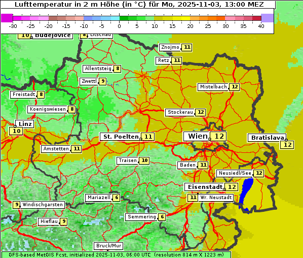 Temperatur, 3. 11. 2025