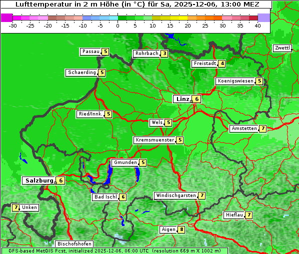 Temperatur, 6. 12. 2025