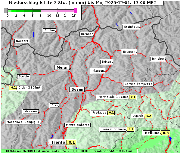 Niederschlag, 1. 12. 2025