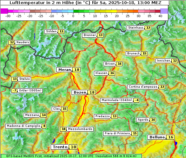 Temperatur, 18. 10. 2025