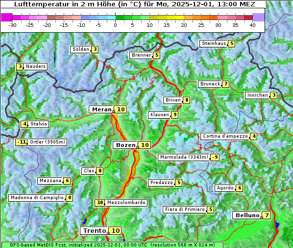 Temperatur, 1. 12. 2025