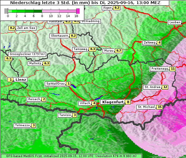 Niederschlag, 16. 9. 2025