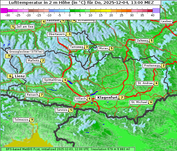 Temperatur, 4. 12. 2025