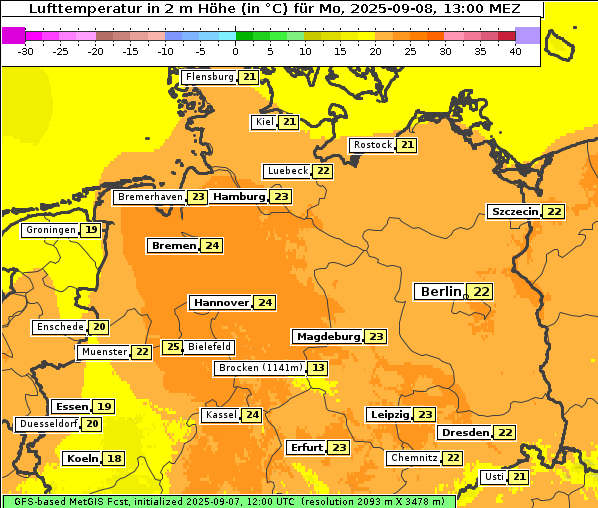 Temperatur, 8. 9. 2025