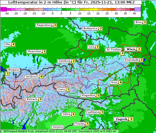Temperatur, 21. 11. 2025