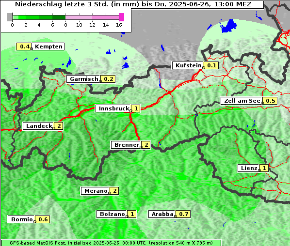 Niederschlag, 26. 6. 2025
