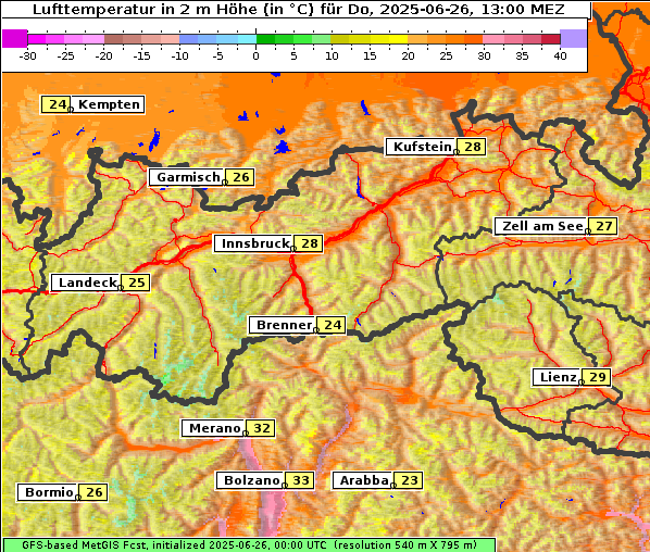 Temperatur, 26. 6. 2025