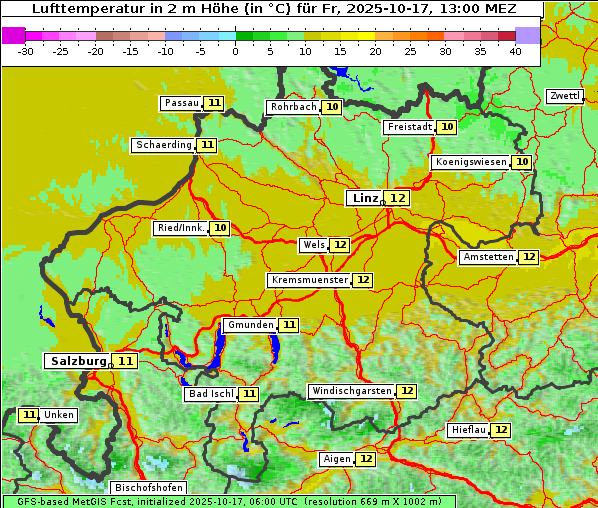 Temperatur, 17. 10. 2025