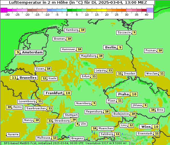 Temperatur, 4. 3. 2025