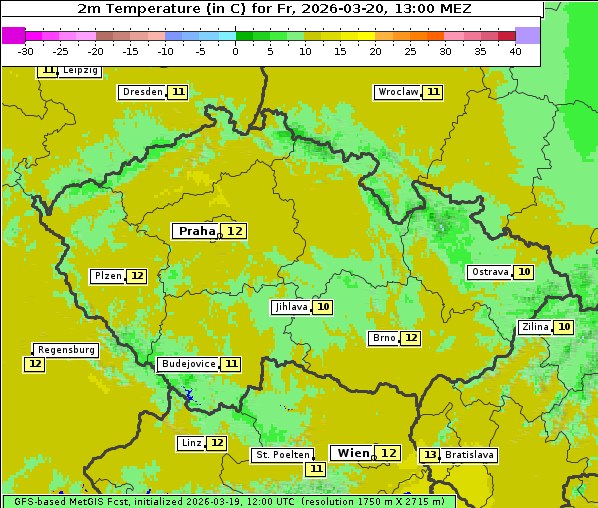 Temperatur, 20. 3. 2026
