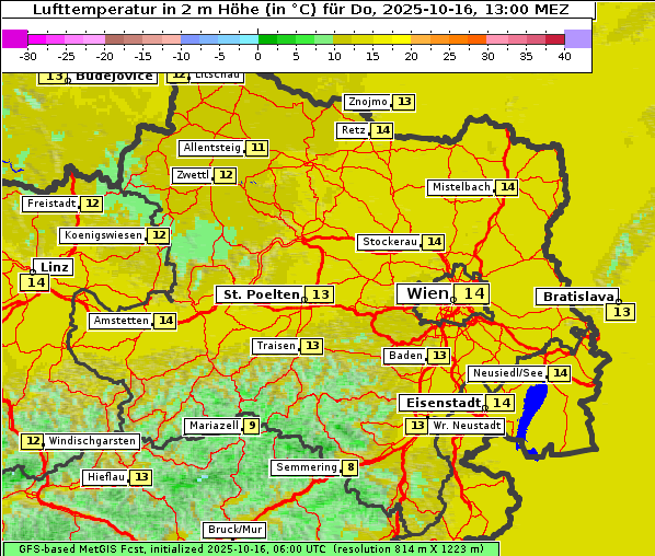 Temperatur, 16. 10. 2025