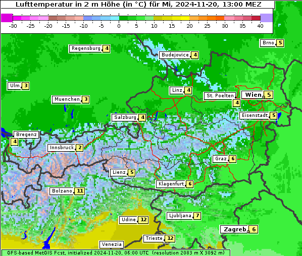 Temperatur, 20. 11. 2024