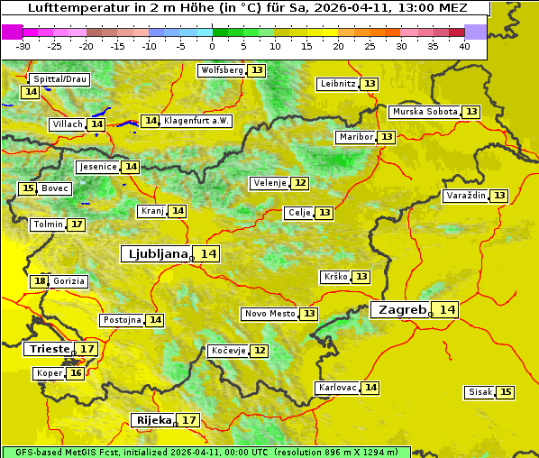 Temperatur, 11. 4. 2026