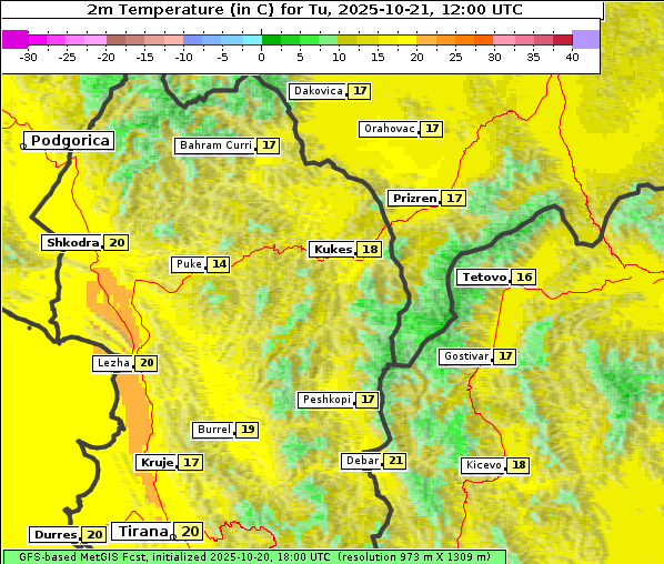 Temperatur, 21. 10. 2025