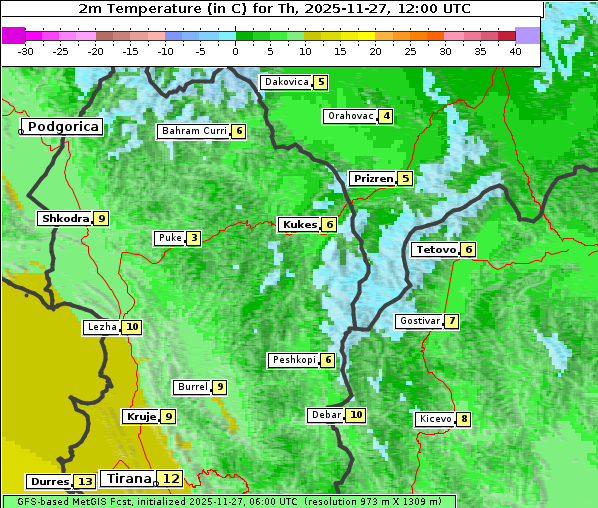 Temperatur, 27. 11. 2025