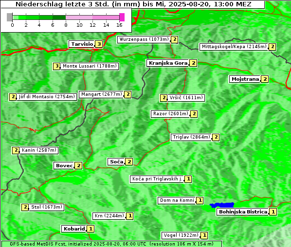 Niederschlag, 20. 8. 2025