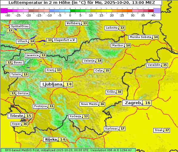 Temperatur, 20. 10. 2025