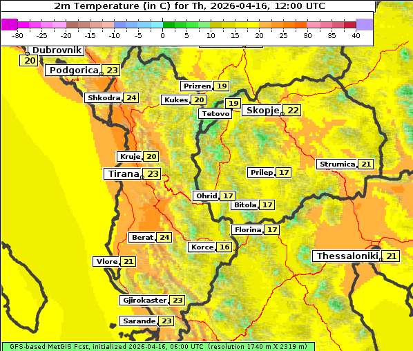 Temperatur, 16. 4. 2026