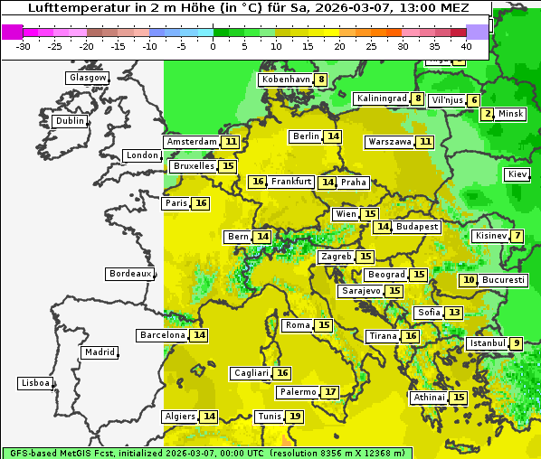 Temperatur, 7. 3. 2026