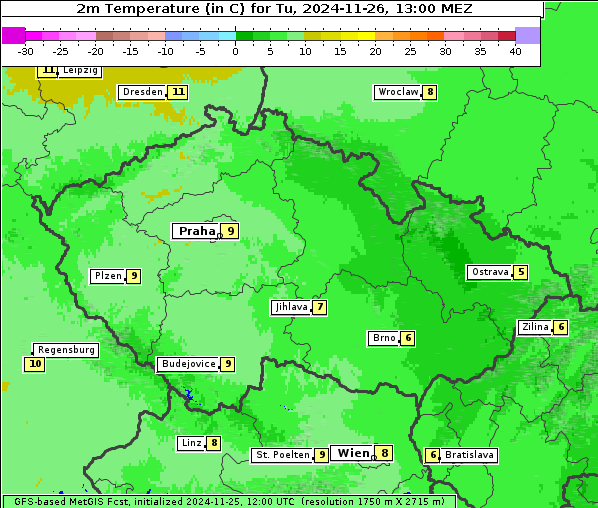 Temperatur, 26. 11. 2024