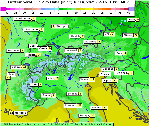 Temperatur, 16. 12. 2025