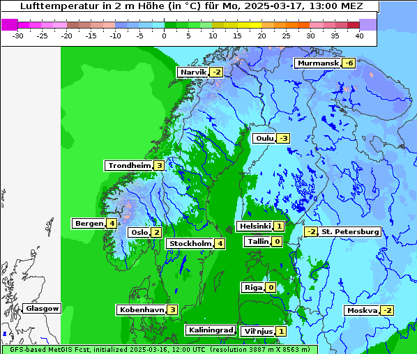 Temperatur, 17. 3. 2025