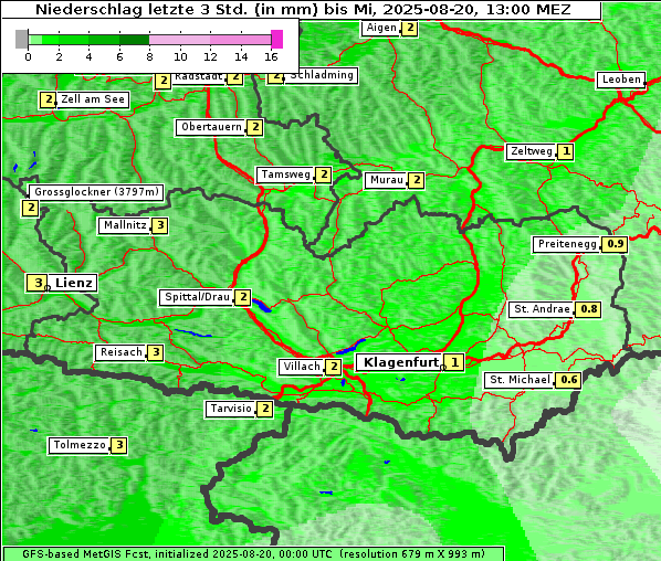 Niederschlag, 20. 8. 2025