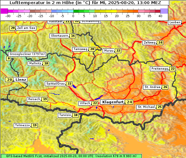 Temperatur, 20. 8. 2025