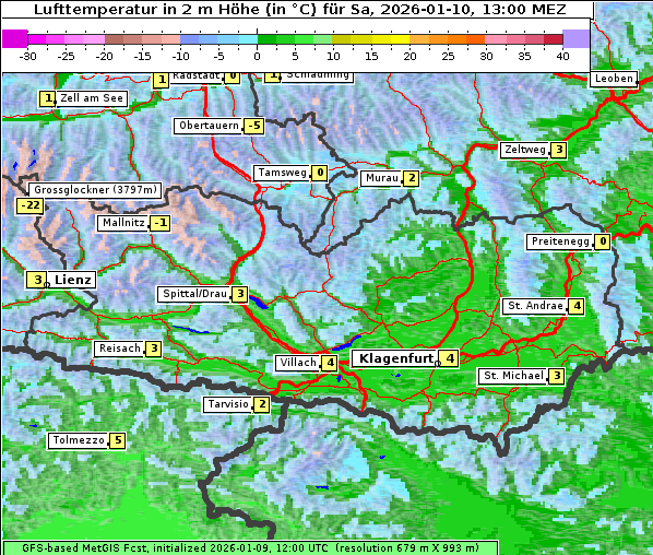 Temperatur, 10. 1. 2026