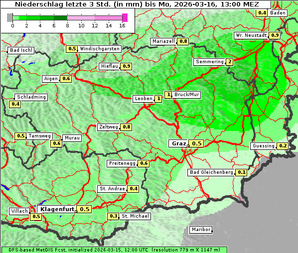 Niederschlag, 16. 3. 2026