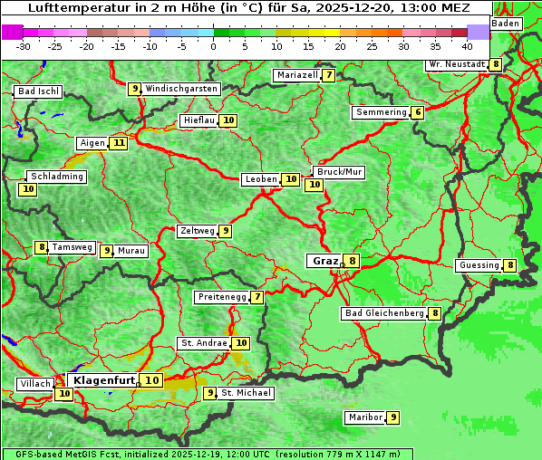 Temperatur, 20. 12. 2025