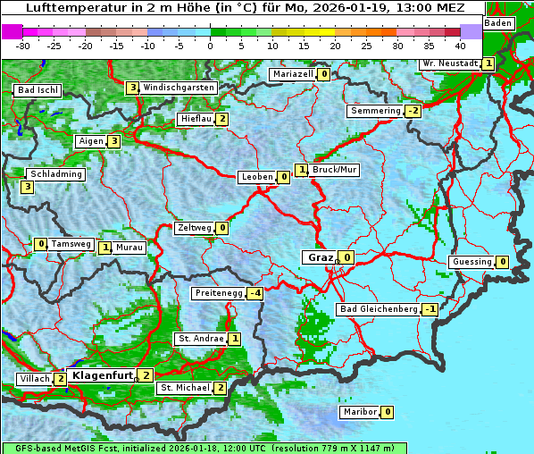 Temperatur, 19. 1. 2026