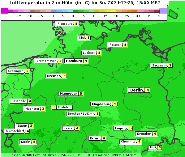 Temperatur, 29. 12. 2024