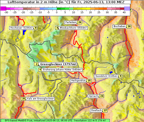 Temperatur, 13. 6. 2025