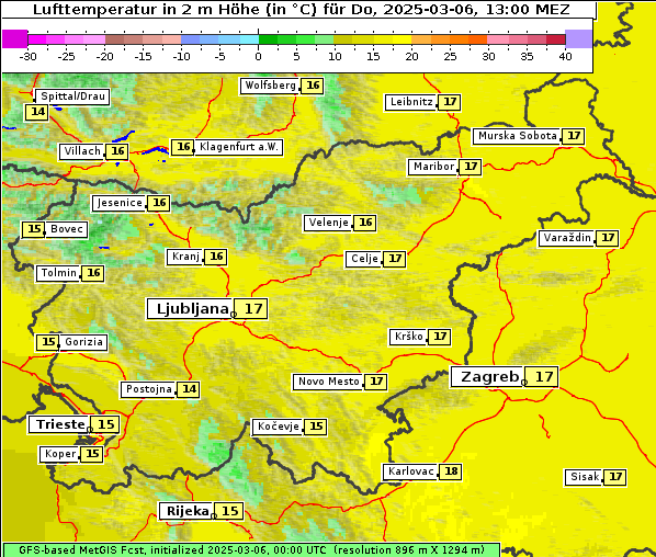 Temperatur, 6. 3. 2025