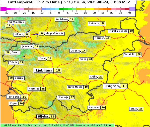 Temperatur, 24. 8. 2025