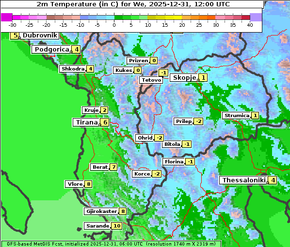 Temperatur, 31. 12. 2025