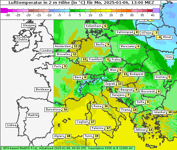 Temperatur, 6. 1. 2025