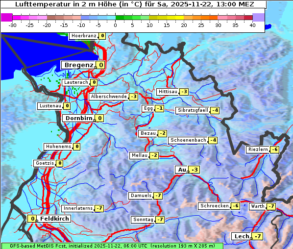 Temperatur, 22. 11. 2025