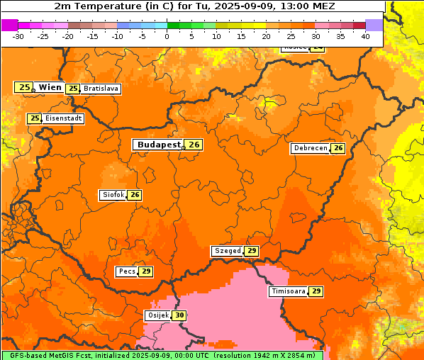 Temperatur, 9. 9. 2025