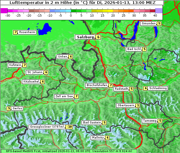 Temperatur, 13. 1. 2026