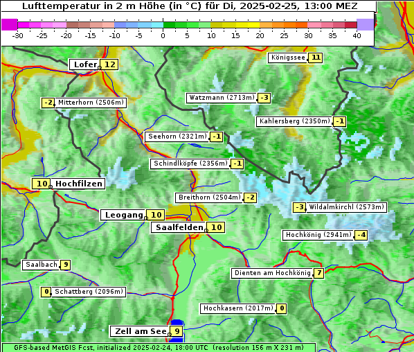 Temperatur, 25. 2. 2025